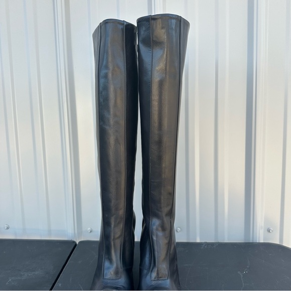 Bally Chadra Black Leather Stacked Heel Zipper Side Knee High Boots Size US 6M - Picture 4 of 16